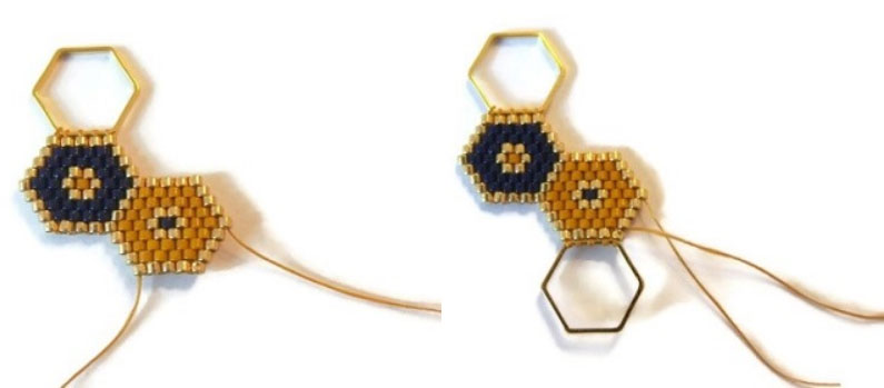 Hexagonal spacer and brickstitch weave : Step 8