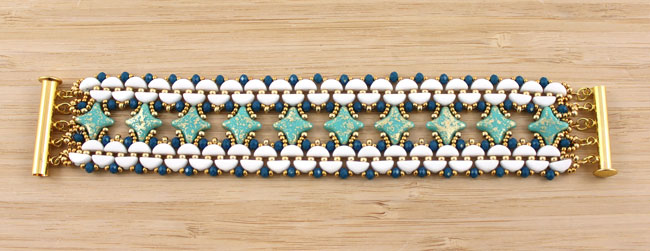 Star Beads and Kos style Marrakech glass beads cuff 10 Manchette perles en verre Star Beads et Kos style Marrakech 10