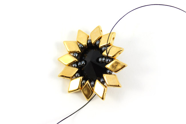 Manchette Wrap Noire et Dorée Diamonduo et Bouton PureCrystal 02