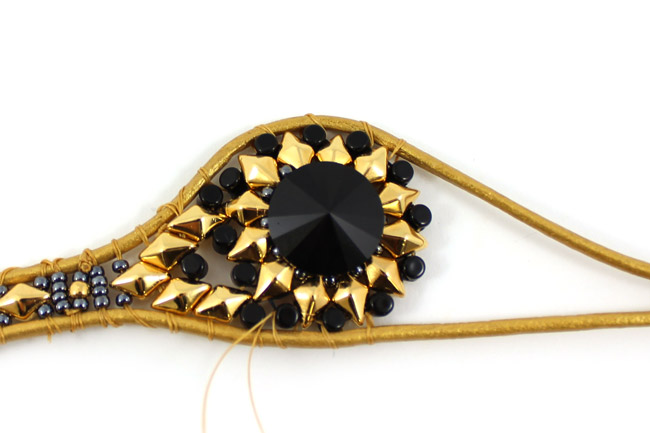 Manchette Wrap Noire et Dorée Diamonduo et Bouton PureCrystal 07