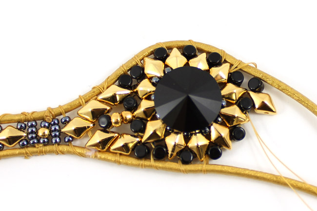Manchette Wrap Noire et Dorée Diamonduo et Bouton PureCrystal 10