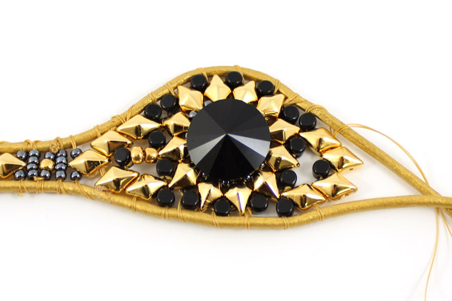 Manchette Wrap Noire et Dorée Diamonduo et Bouton PureCrystal 11