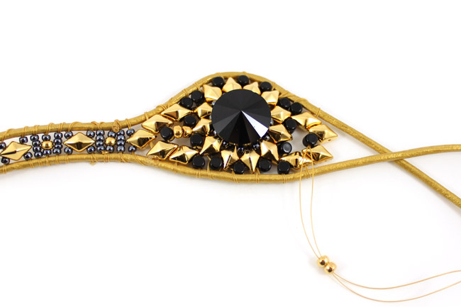 Manchette Wrap Noire et Dorée Diamonduo et Bouton PureCrystal 12
