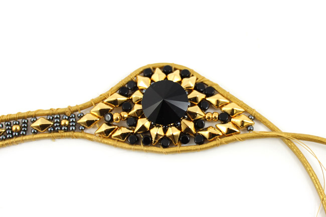 Manchette Wrap Noire et Dorée Diamonduo et Bouton PureCrystal 13