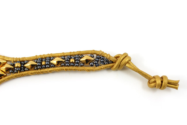 Manchette Wrap Noire et Dorée Diamonduo et Bouton PureCrystal 14