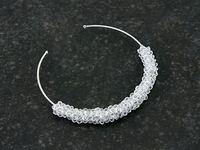 Swarovski toupies weaving peyote tubular bangle bracelet : Step 5