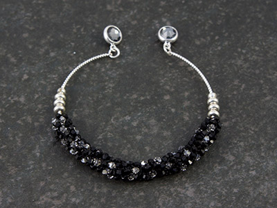 Swarovski toupies weaving peyote tubular bangle bracelet : Step 10