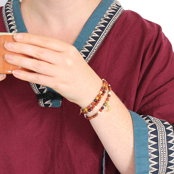 Schema  Multiranged Bracelet Small Jasper Mokaïte and Red Jasper Beads