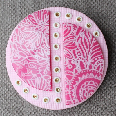 Broche Rose pâte polymère Cernit et plaques de texture Broche Rose pâte polymère Cernit et plaques de texture
