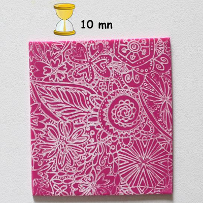 Broche Rose pâte polymère Cernit et plaques de texture Broche Rose pâte polymère Cernit et plaques de texture