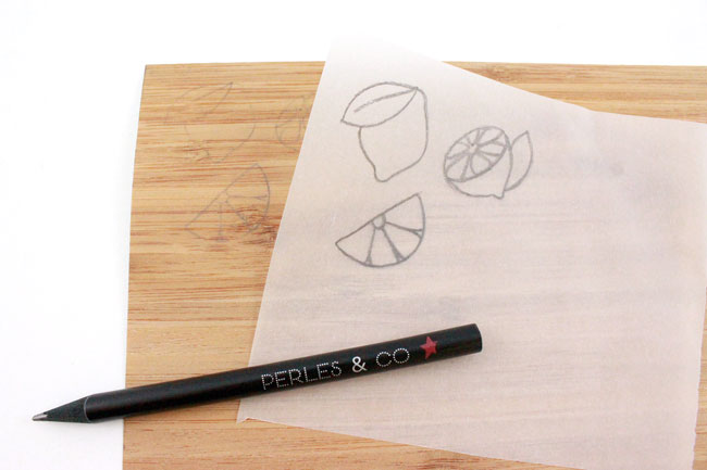 DIY Broches Citrons en bois decalquer les motifs