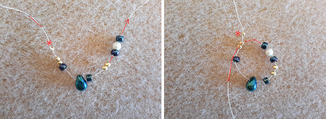 Elegant necklace with PureCrystal pearls, mini drops and Toho rockery : Step 1