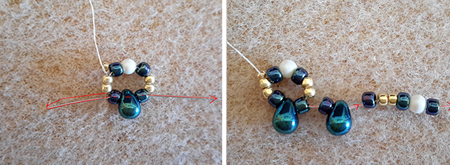 Elegant necklace with PureCrystal pearls, mini drops and Toho rockery : Step 2