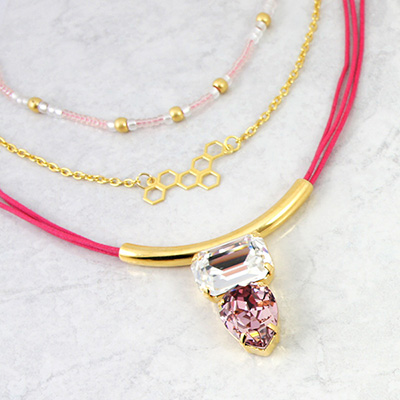 Necklace Multi-rank pendant PureCrystal 06 Collier Multi-rang pendentif PureCrystal 06