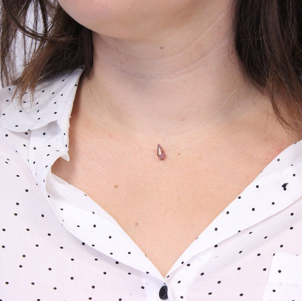 Transparent choker necklace with crystal drop bead