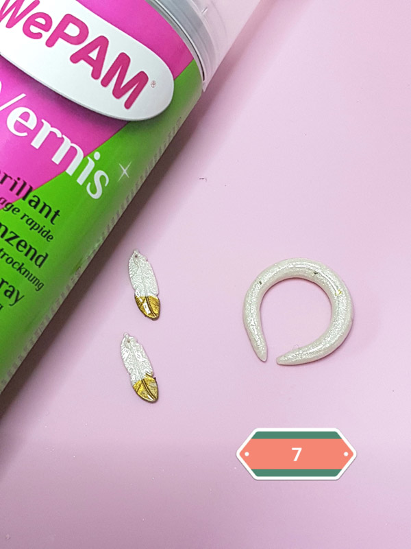 Self-hardening horn and feather necklace : Step 7 Self-hardening horn and feather necklace : Step 7