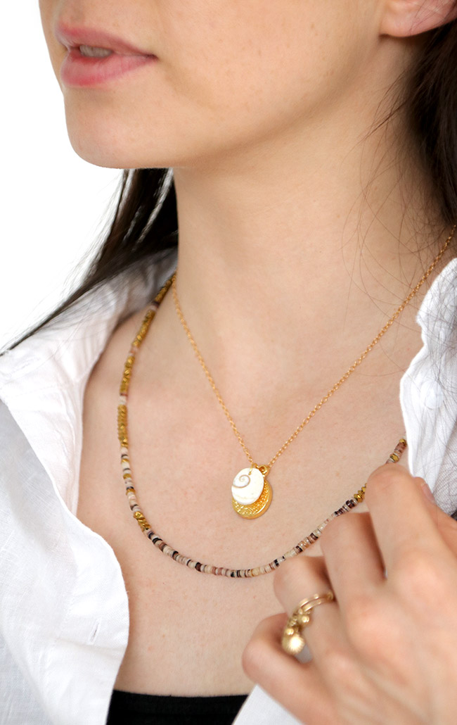 Lucky necklace Heishi shell pendant Lucie Eye pinterest