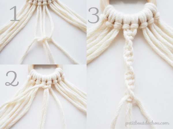 DIY miroir suspendu macramé et perles en bois