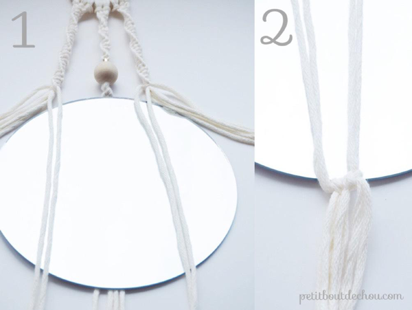 DIY miroir suspendu en macramé et perles en bois