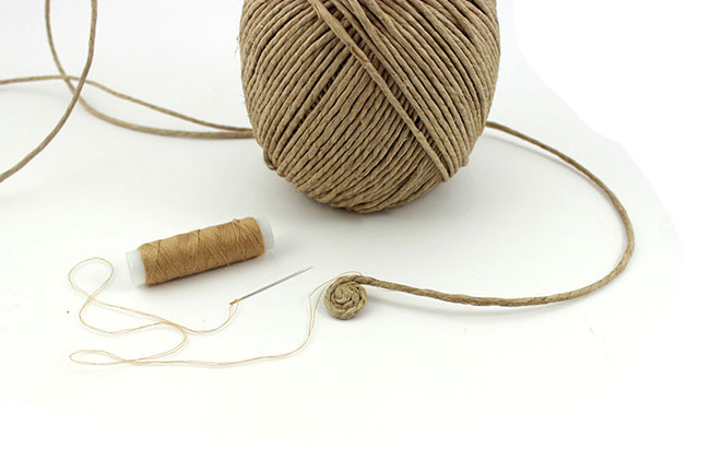 Cup in spiral hemp yarn Coupelle en fil de chanvre spirale