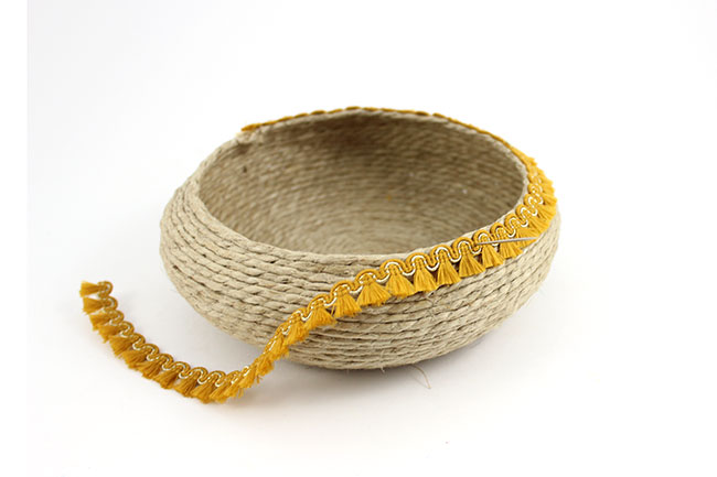 Hemp yarn cup added braid Coupelle en fil de chanvre ajout du galon