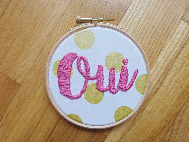 DIY embroidery - words embroidered on a drum : Step 12