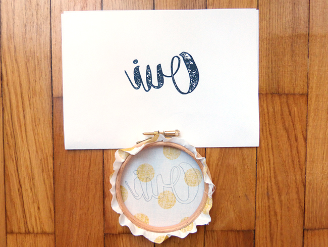 DIY embroidery - words embroidered on a drum : Step 5