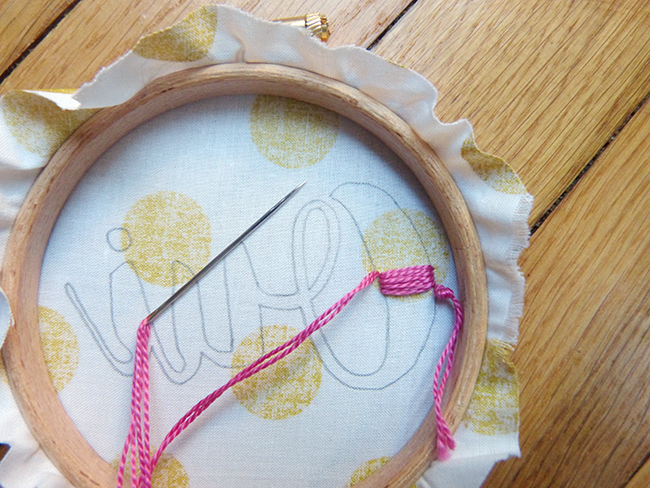 DIY embroidery - words embroidered on a drum : Step 8