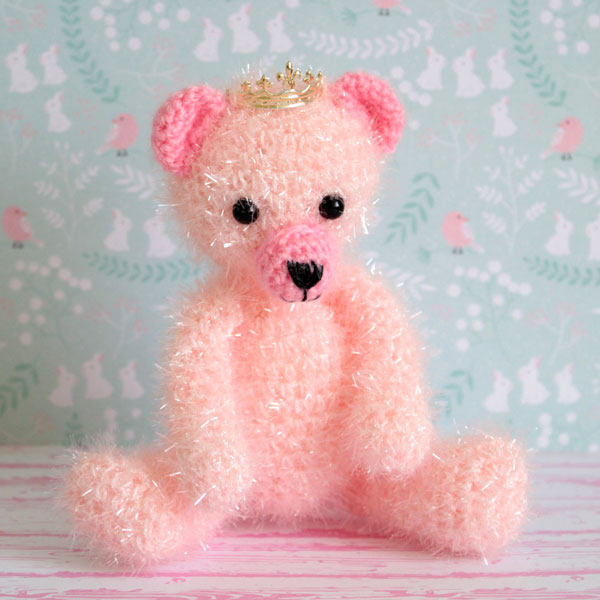 Amigurumi Pink King Teddy Bear Crocheted In Creative Bubble
