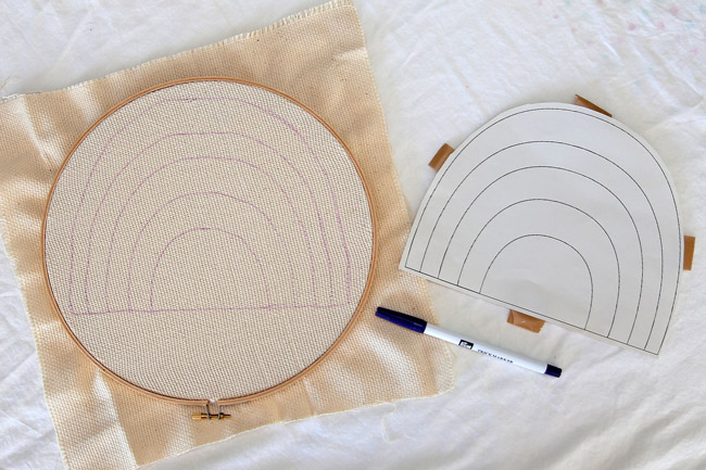 DIY Punch needle rainbow cushion : Step 1