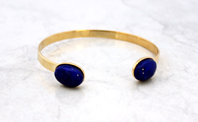 Stacking bracelet nom Micro Spacers gold filled et Jonc Lapis Lazuli 1