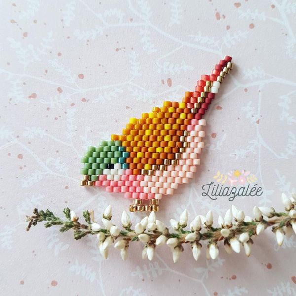 Diy Tissage Brick Stitch Motif Oiseau Dautomne En Perles