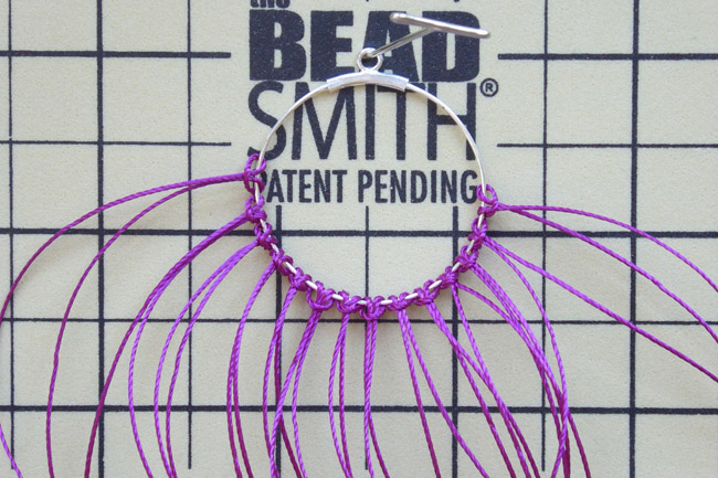 Nylon wire micro-macramé earrings with PureCrystal drops : Step 1