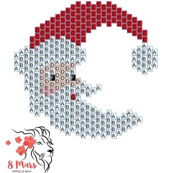 Schema  DIY weaving brick stitch Santa Claus in glass beads Miyuki Delicas