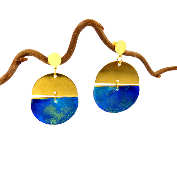 loop earrings-polymer-metal-alcohol inks boucles-oreilles-polymere-encres-alcool-metal