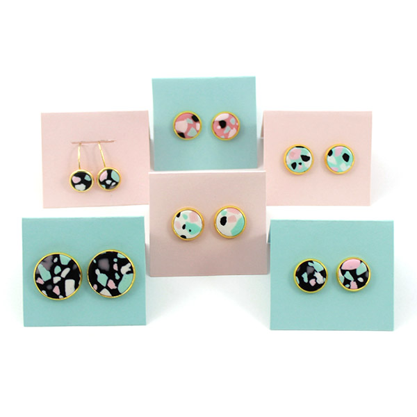 Polymer clay imitation terrazzo chips earrings