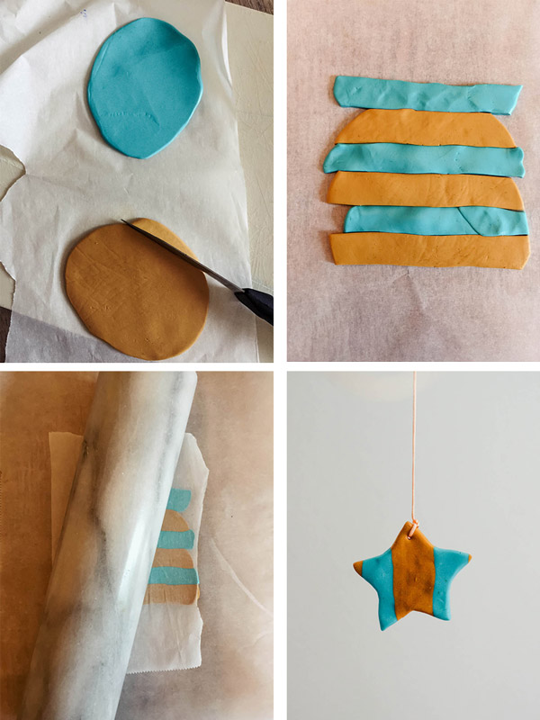 DIY hanging mobile in Fimo clay and natural wood : Step 2