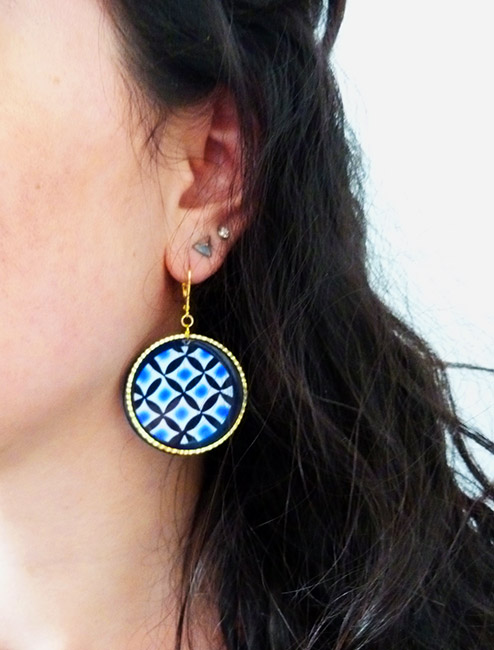 Loops-earrings-geometric pattern-lc-disks-litters boucles-d-oreilles-motif-geometrique-lc-disks-portees