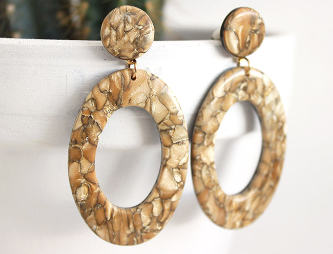Schema  Cernit métallic champagne marble-effect earrings