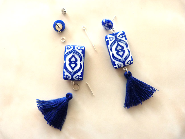 Imitation ceramic polymer clay earrings : Step 10