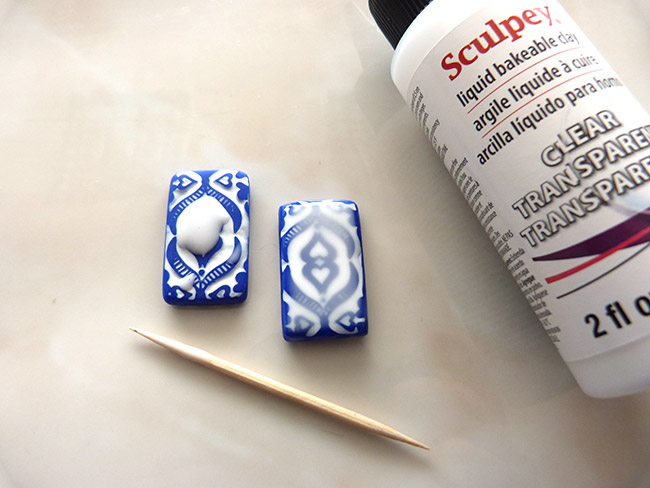 Imitation ceramic polymer clay earrings : Step 8