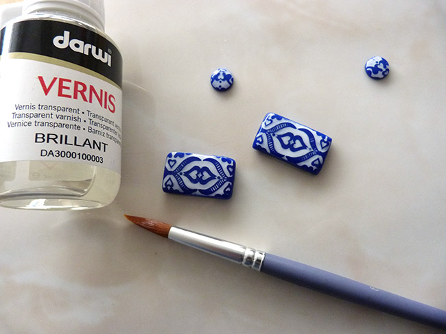 Imitation ceramic polymer clay earrings : Step 9