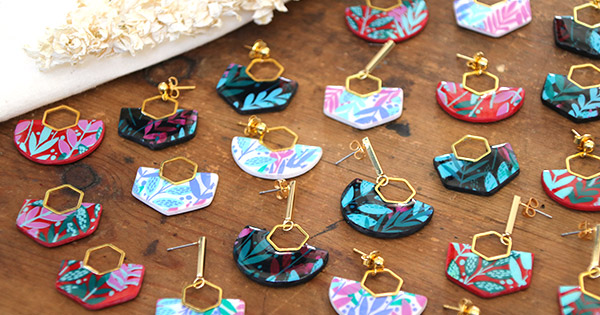 Foliage silkscreen earrings