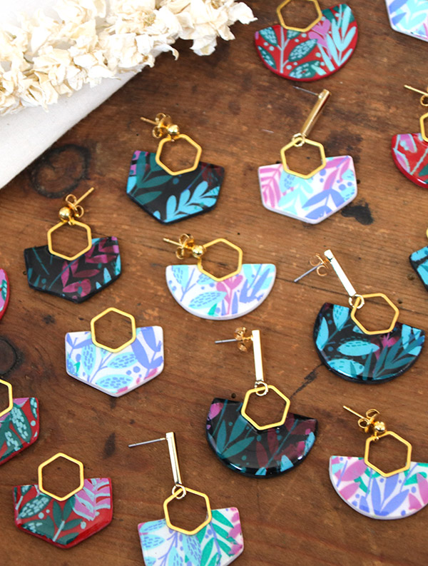 Schema  Foliage silkscreen earrings