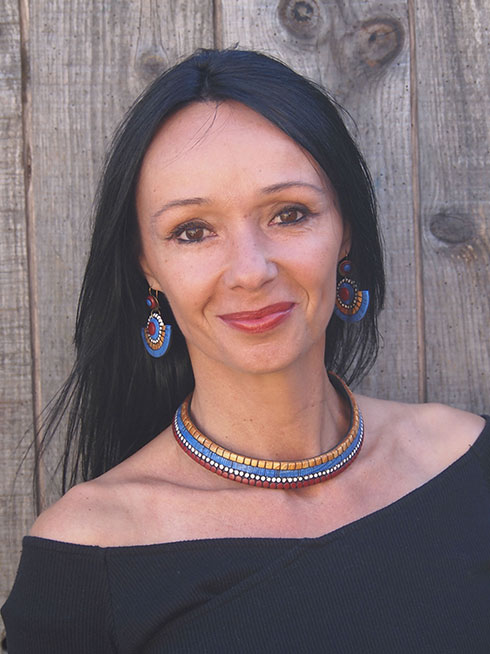 Schema  Aztec mosaic torque and polymer earrings set