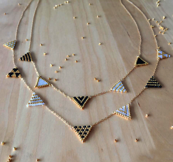 Bridal Stitch Beaded Chain Choker in Miyuki Beads from Petit bout de cabou