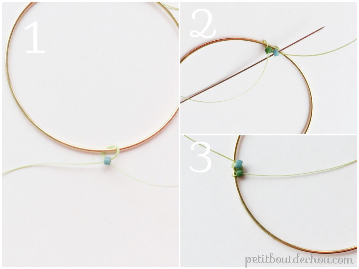 Creole weaving earrings brick stitch bird beads Miyuki Delicas : Step 2 Creole weaving earrings brick stitch bird beads Miyuki Delicas : Step 2