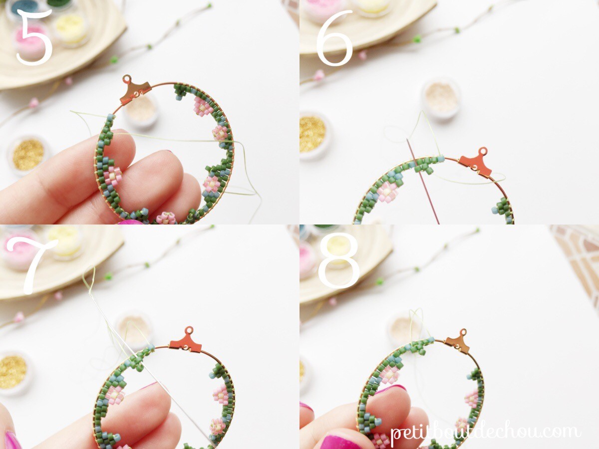 Creole weaving earrings brick stitch bird beads Miyuki Delicas : Step 5 Creole weaving earrings brick stitch bird beads Miyuki Delicas : Step 5