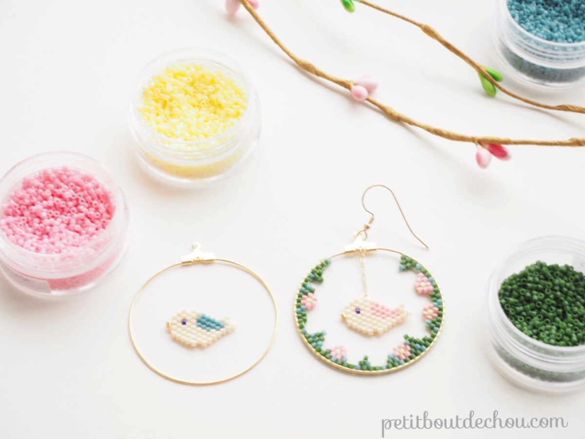 Creole weaving earrings brick stitch bird beads Miyuki Delicas : Step 7 Creole weaving earrings brick stitch bird beads Miyuki Delicas : Step 7