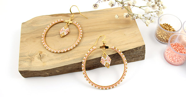 Schema  Pink Brick Stitch Miyuki woven hoops